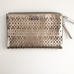 STELLA & DOT Perforated Rose Gold Metallic Clutch